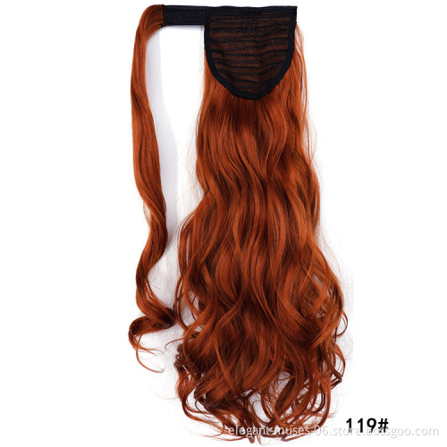 Wholesale Price newest High Temperature Fiber Long Wavy Synthetic clip hairpieces postiche ponytail wigs